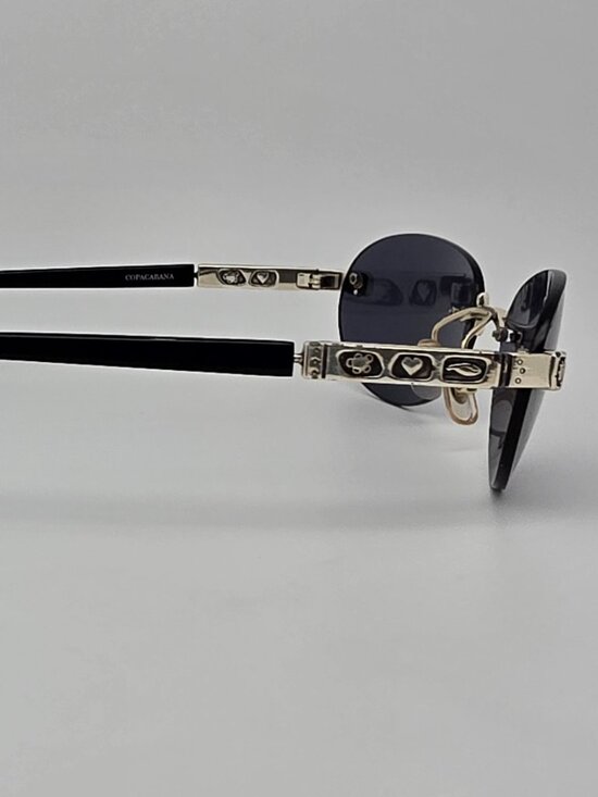 Brighton Copacabana Silver Black Frame Grey Lens Rimless Sunglasses 59-17-135